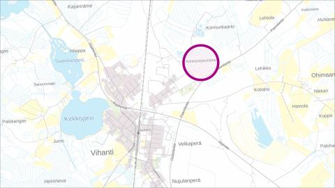 Karttakuva Kankaraisenrämeen sijainnista. Taustakartta: Maanmittauslaitos.