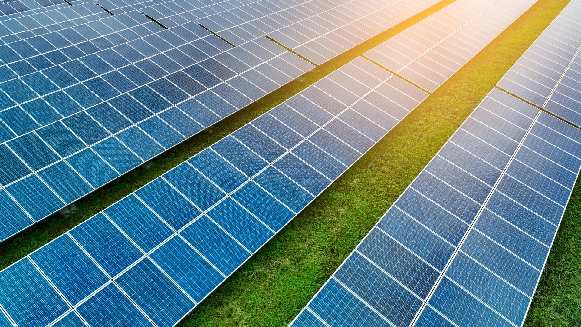 Close up of solar panels.